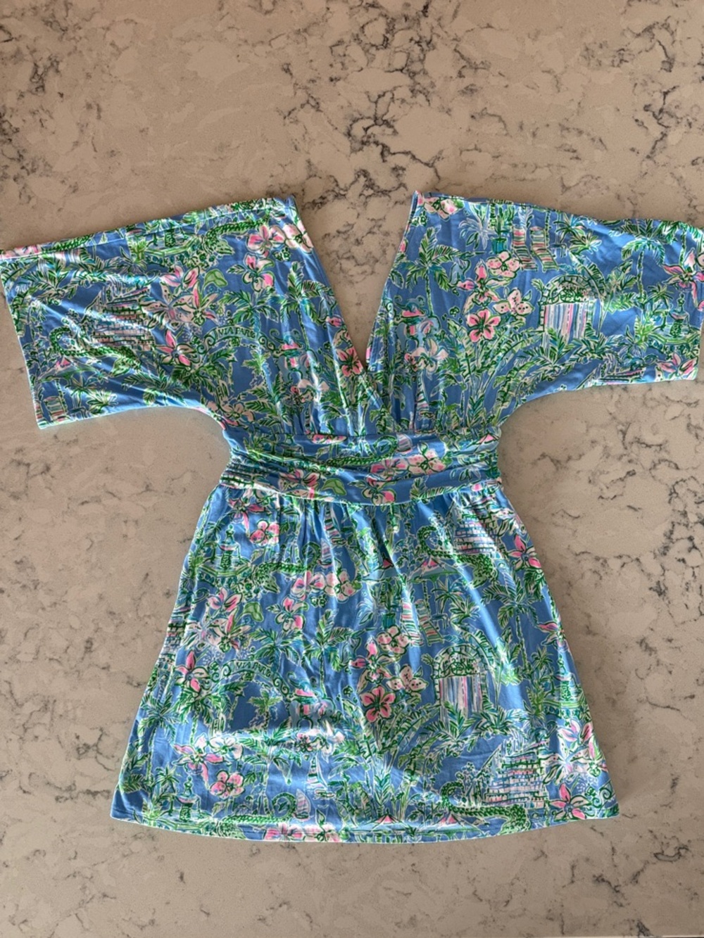 Lilly Pulitzer Blue Floral Short Jumpsuit Romper size small